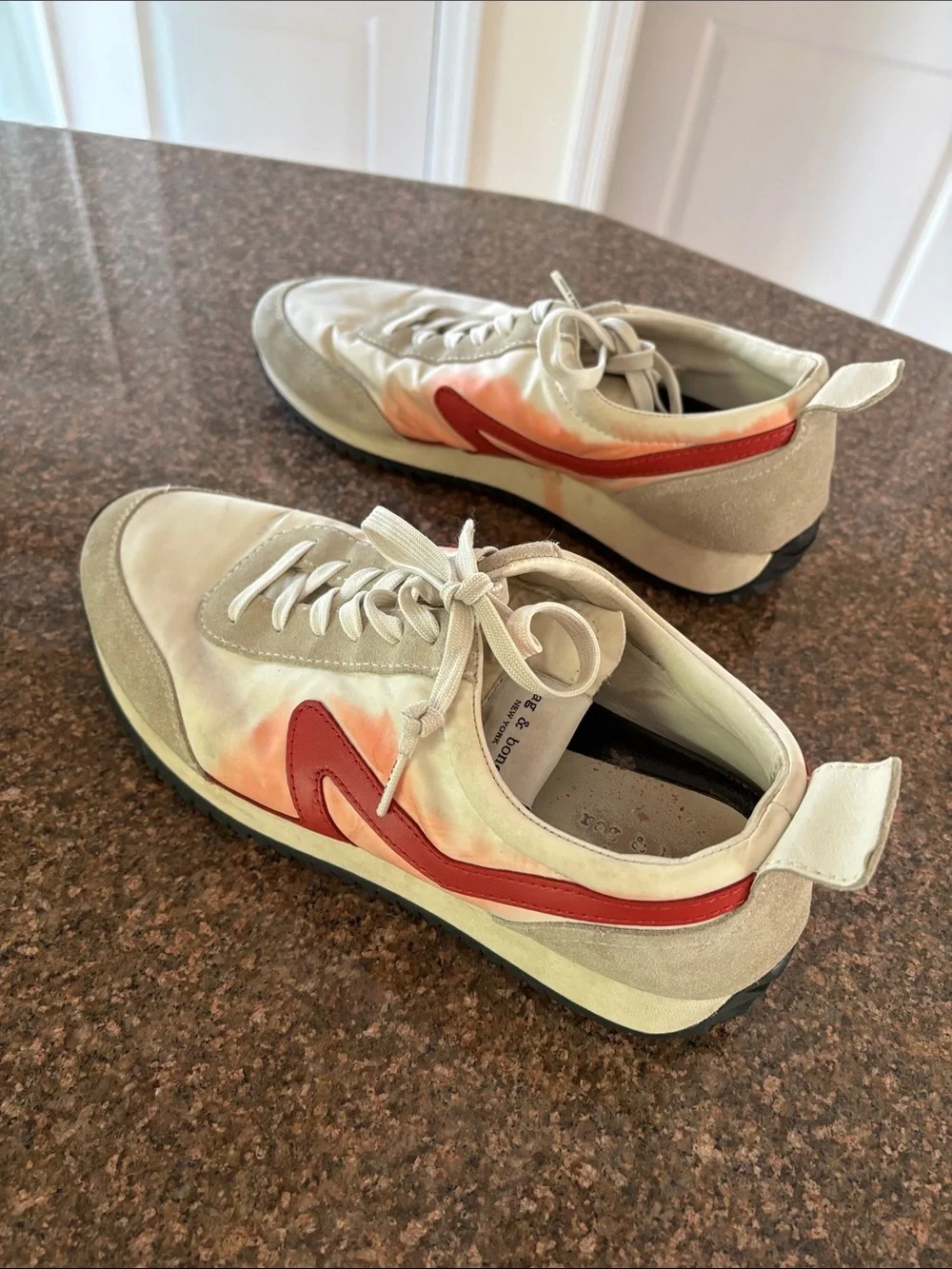 rag & bone Ladies Cream Red Low-Top Sneakers